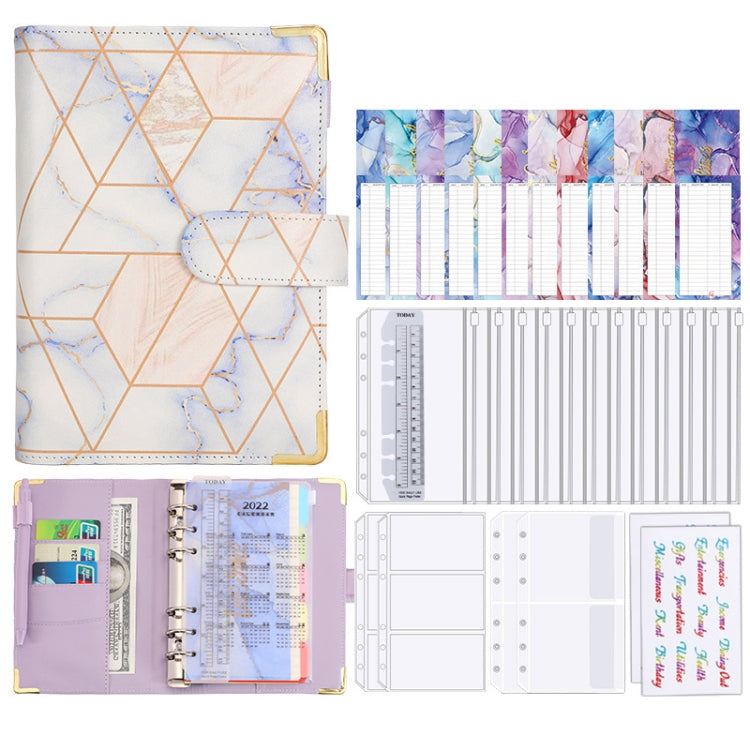 A6 Loose-leaf Notebook Budget Book Marbled Handbook,Style:
