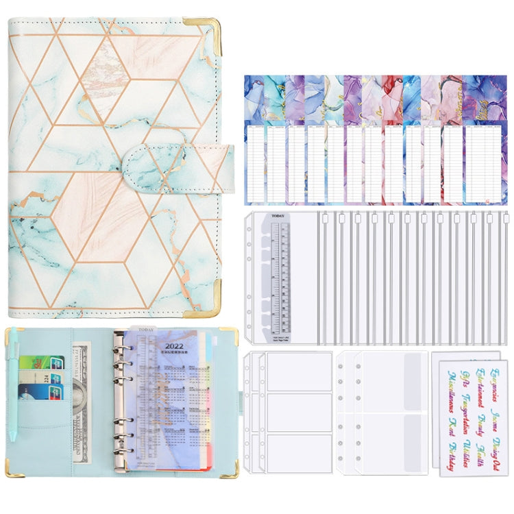A6 Loose-leaf Notebook Budget Book Marbled Handbook,Style: