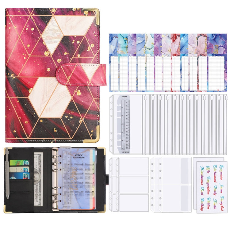 A6 Loose-leaf Notebook Budget Book Marbled Handbook,Style: