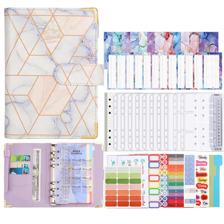 A6 Loose-leaf Notebook Budget Book Marbled Handbook,Style: