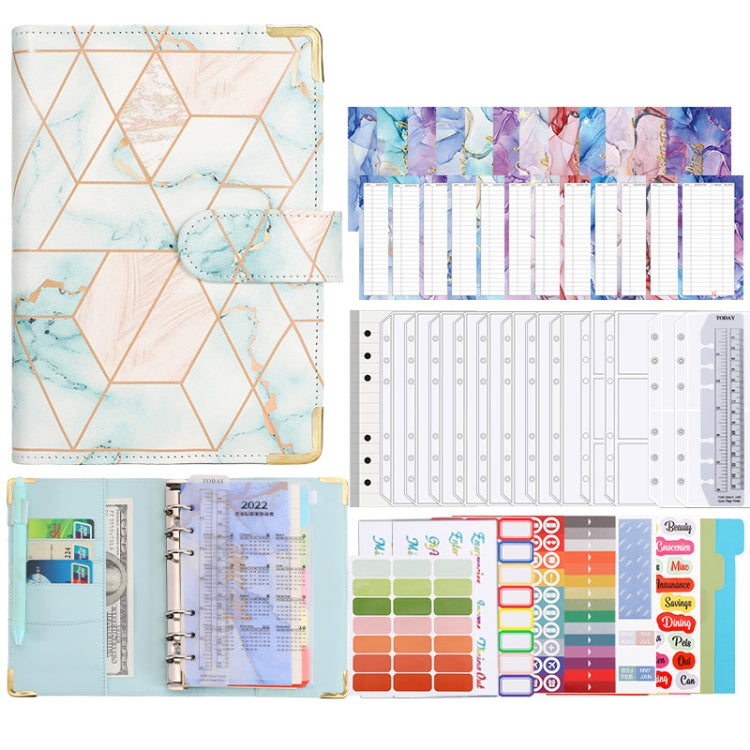 A6 Loose-leaf Notebook Budget Book Marbled Handbook,Style: