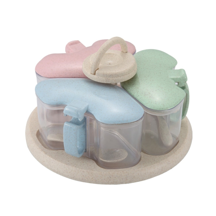 3 in 1 Wheat Straw Rotating Seasoning Jar Kitchen Supplies Seasoning Box Set