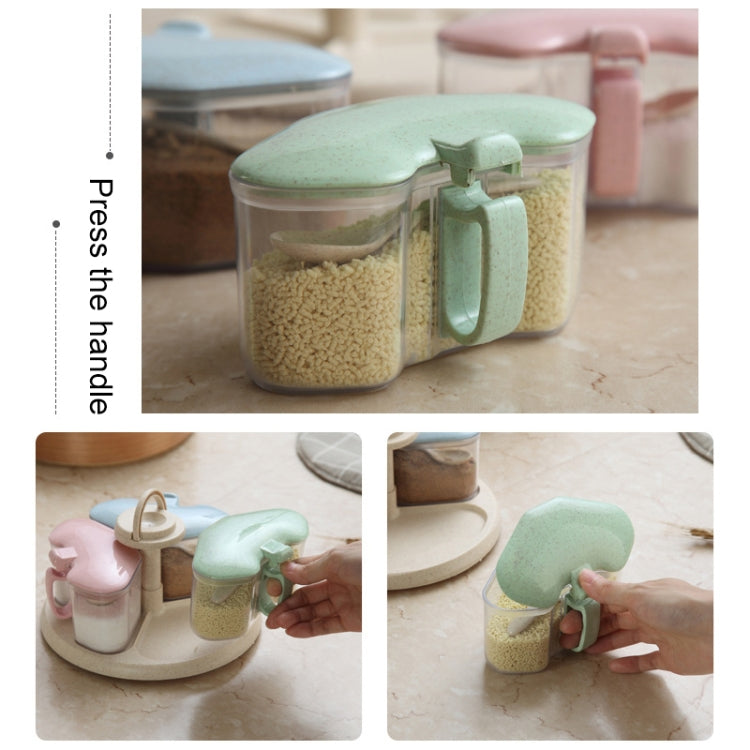 3 in 1 Wheat Straw Rotating Seasoning Jar Kitchen Supplies Seasoning Box Set