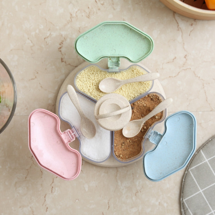3 in 1 Wheat Straw Rotating Seasoning Jar Kitchen Supplies Seasoning Box Set
