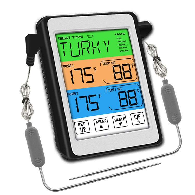 CH-212 Dual Probe Color Screen Smart Alarm Grill Kitchen Thermometer