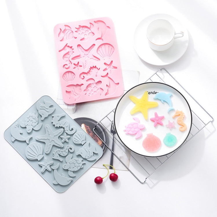 4 PCS Marine Life Three-dimensional Silicone Ice Cream Mold High Temperature Resistant Multifunctional Baking Cake Chocolate Mold