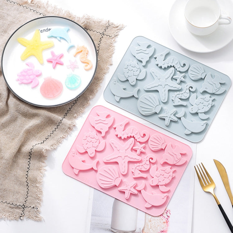 4 PCS Marine Life Three-dimensional Silicone Ice Cream Mold High Temperature Resistant Multifunctional Baking Cake Chocolate Mold
