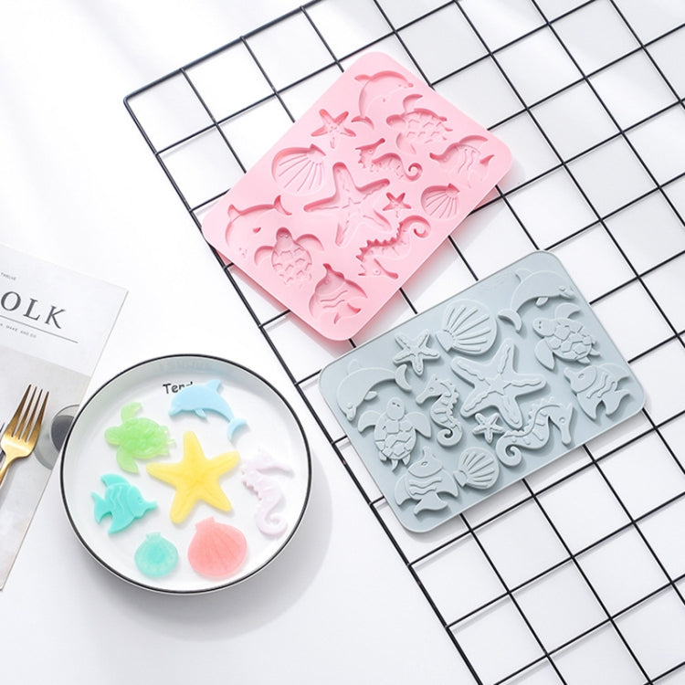 4 PCS Marine Life Three-dimensional Silicone Ice Cream Mold High Temperature Resistant Multifunctional Baking Cake Chocolate Mold