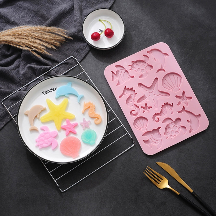 4 PCS Marine Life Three-dimensional Silicone Ice Cream Mold High Temperature Resistant Multifunctional Baking Cake Chocolate Mold