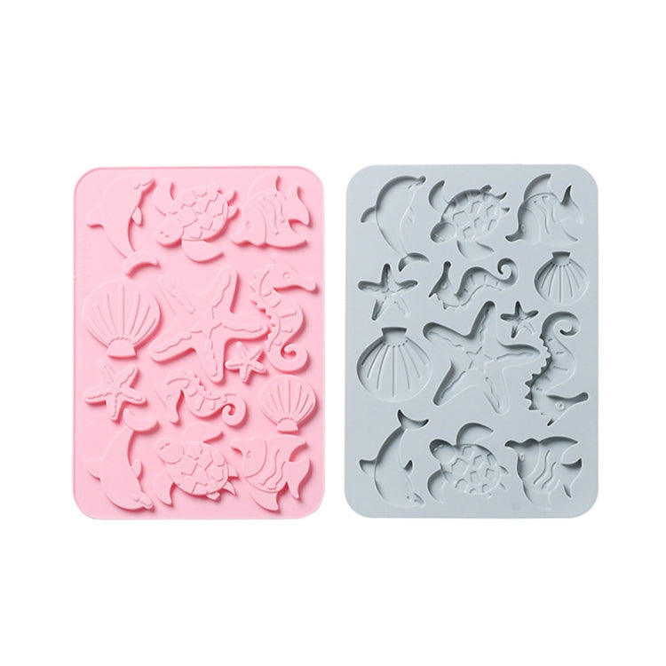 4 PCS Marine Life Three-dimensional Silicone Ice Cream Mold High Temperature Resistant Multifunctional Baking Cake Chocolate Mold