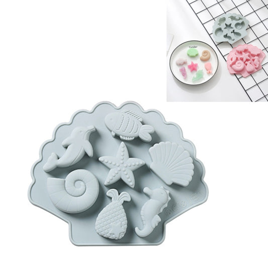6 PCS 3D Creative Ocean Organism Shaped Silicone Cake Mold Baking Chocolate Ice Cube Mold