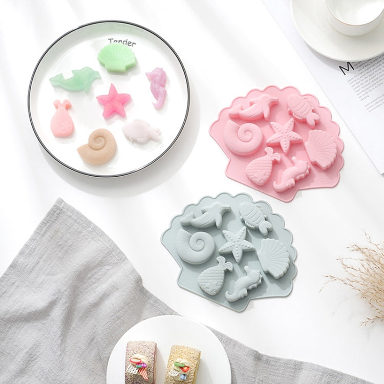 6 PCS 3D Creative Ocean Organism Shaped Silicone Cake Mold Baking Chocolate Ice Cube Mold