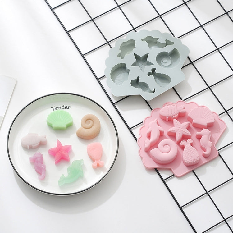 6 PCS 3D Creative Ocean Organism Shaped Silicone Cake Mold Baking Chocolate Ice Cube Mold