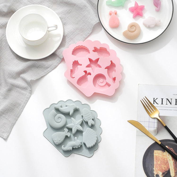 6 PCS 3D Creative Ocean Organism Shaped Silicone Cake Mold Baking Chocolate Ice Cube Mold