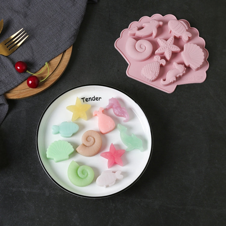 6 PCS 3D Creative Ocean Organism Shaped Silicone Cake Mold Baking Chocolate Ice Cube Mold
