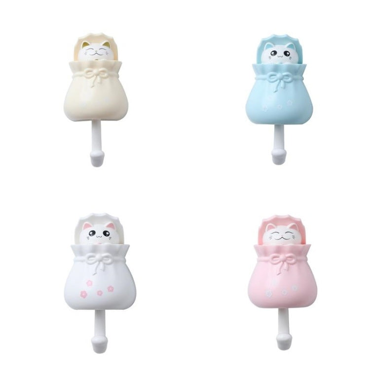 Lucky Cat Hook Free Punch Wall Hanging Wall Entrance Key Glue Hook Back Coat Storage Random Colour Delivery