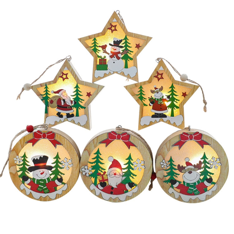 Christmas Decoration Wooden Luminous Pendant Christmas Tree Decoration Accessories