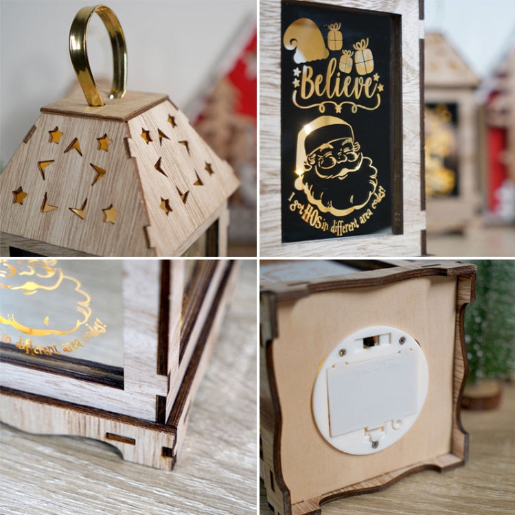 Wooden Christmas Decoration Wind Lantern LED Luminous Ornaments Portable Lantern Holiday Lights