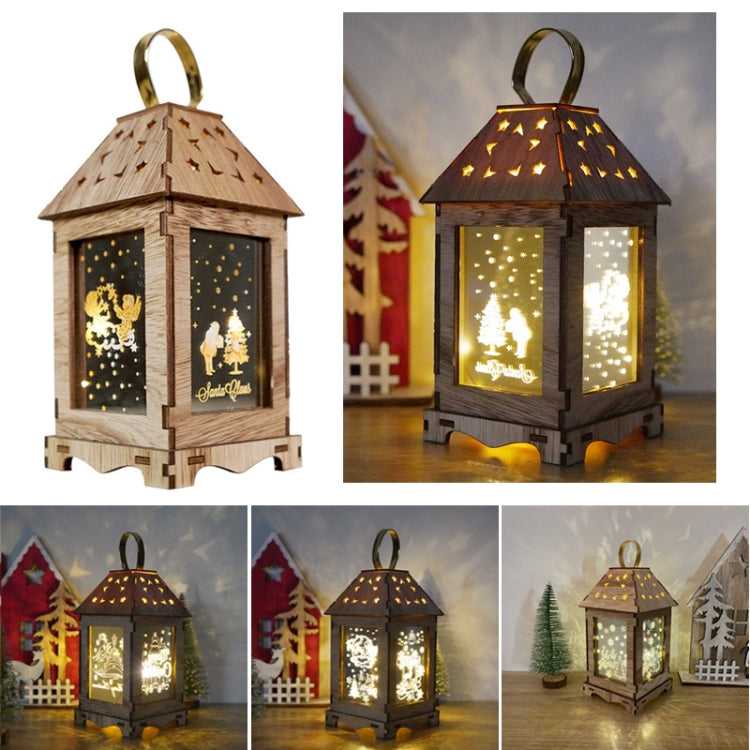 Wooden Christmas Decoration Wind Lantern LED Luminous Ornaments Portable Lantern Holiday Lights