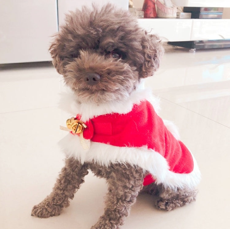 Pet Mini Cold-proof Red Cloak Neck Bell Christmas Shawl Cloak