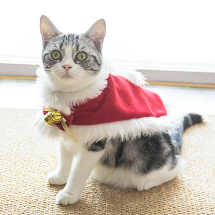 Pet Mini Cold-proof Red Cloak Neck Bell Christmas Shawl Cloak
