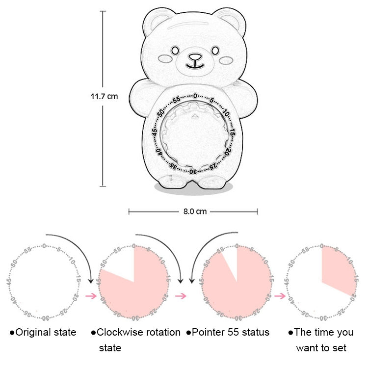 Cartoon Bear Timer Kitchen Gadget Mechanical Timer