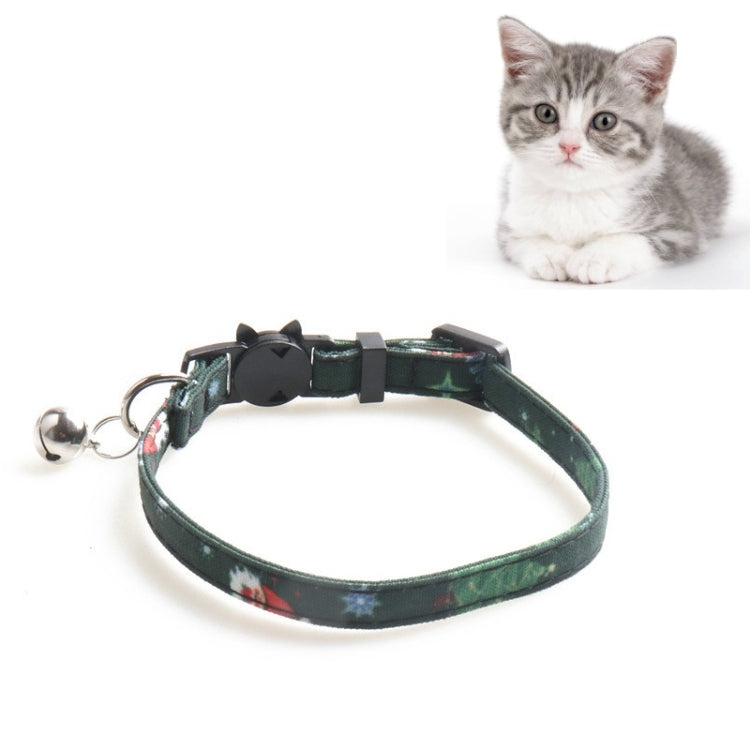 Christmas Snowman & Tree Pattern Pet Collar with Bells