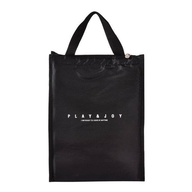 Black White Stripes Portable Thermal Lunch Bags for Women Kids Men Food Picnic Cooler Box Insulated Tote Bag Storage Container