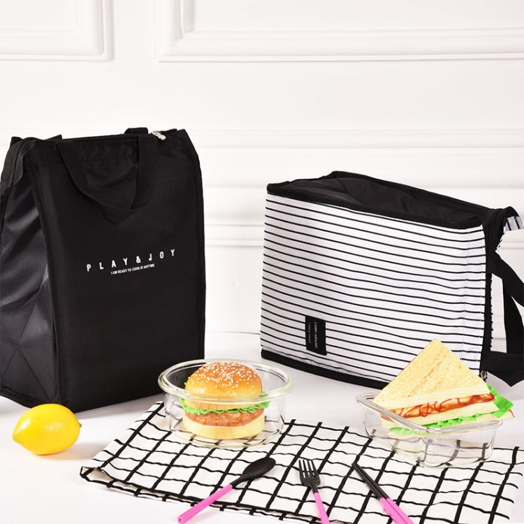 Black White Stripes Portable Thermal Lunch Bags for Women Kids Men Food Picnic Cooler Box Insulated Tote Bag Storage Container