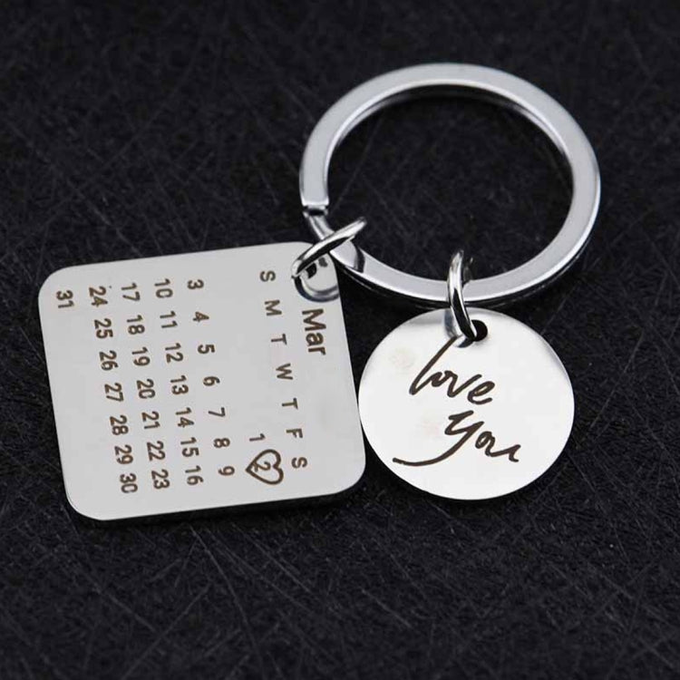 Custom Engraved Stainless Steel Calendar Keyring - Unique Handcrafted Keychain