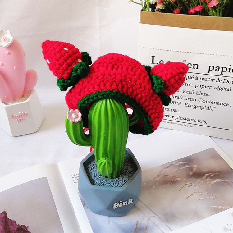 Cute Strawberry Headgear Handmade Knitted Hat Pet Accessories