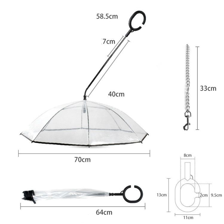 Pet Umbrella Transparent Adjustable Rainy Dog ?Walking Leash
