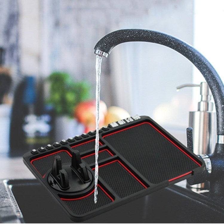 Versatile Anti-Slip Car Dashboard Organiser with Phone Holder and Dual Storage Bays