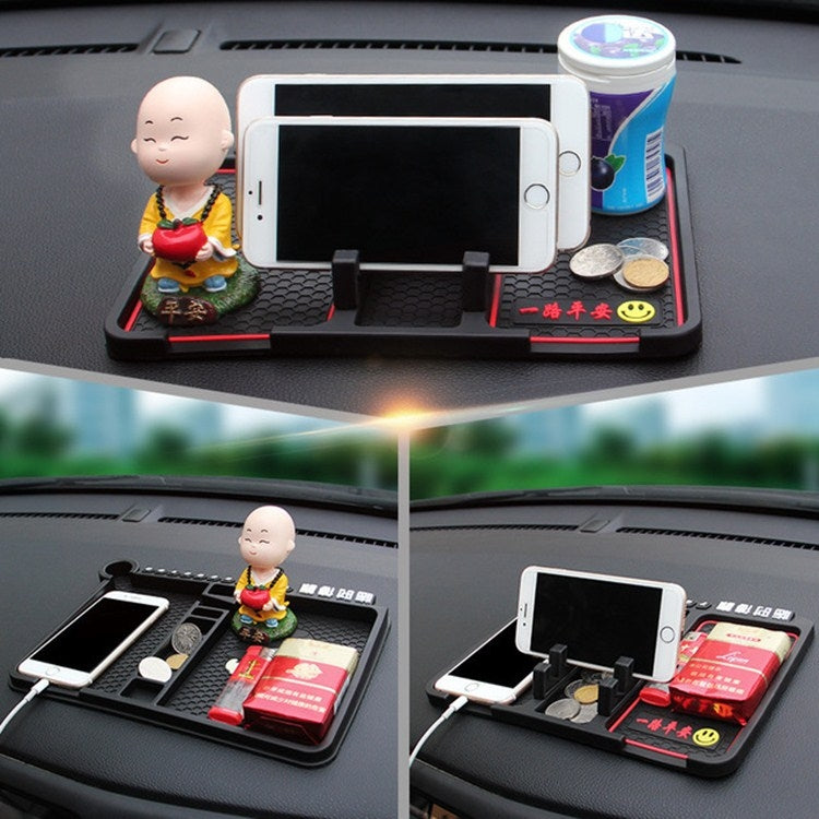 Versatile Anti-Slip Car Dashboard Organiser with Phone Holder and Dual Storage Bays