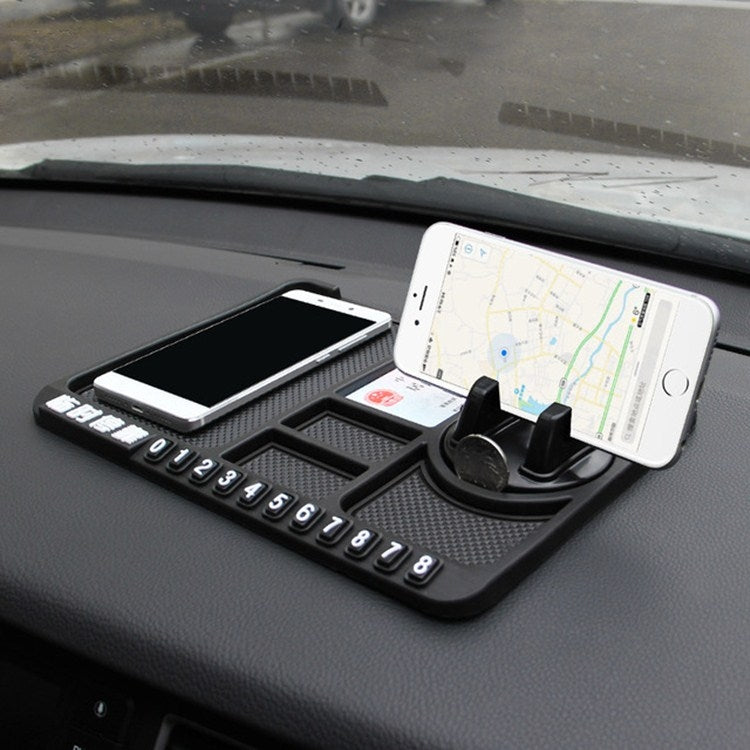 Versatile Anti-Slip Car Dashboard Organiser with Phone Holder and Dual Storage Bays