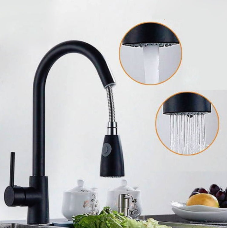 Kitchen Pull-out Faucet Hot And Cold Home 304 Stainless Steel Retractable Rotating Faucet