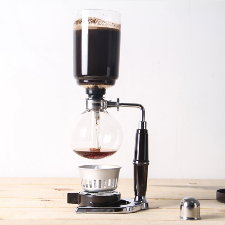 Classic Siphon Coffee Pot Black Handle Glass Syphon Pot for 5 People, Size:37.5x11.3cm