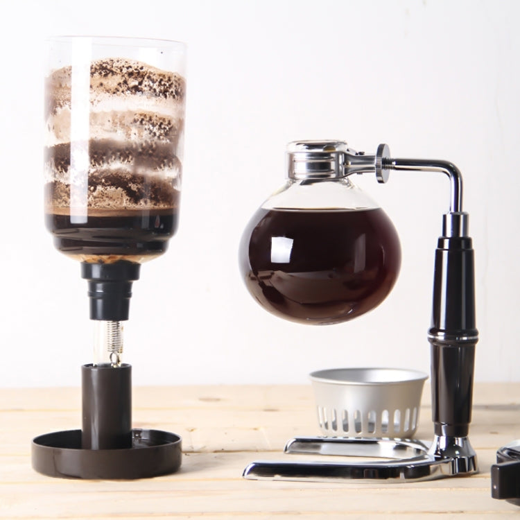 Classic Siphon Coffee Pot Black Handle Glass Syphon Pot for 5 People, Size:37.5x11.3cm