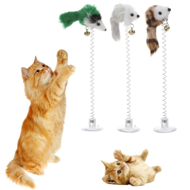3 PCS Funny Cat Toys Elastic Feather False Mouse Bottom Sucker Toys for Cat Kitten Playing Pet Seat Scratch Toy Pet Cat Product