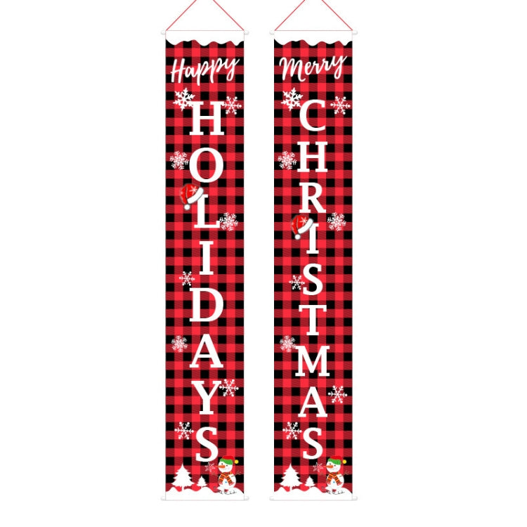 Christmas Decorations Red And Black Lattice Curtain Pull Flag Party Atmosphere Door Hanging Arrangement
