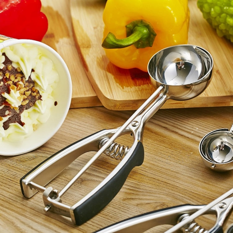 Stainless Steel Silicone Black Handle Ice Cream Scoop Spoon