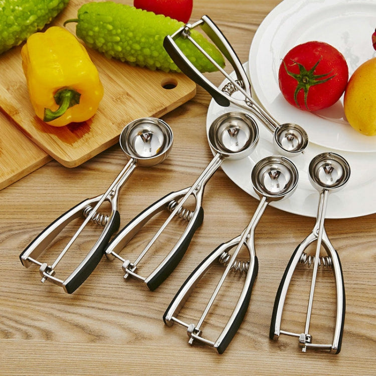 Stainless Steel Silicone Black Handle Ice Cream Scoop Spoon