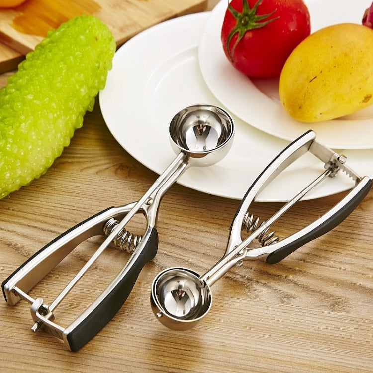 Stainless Steel Silicone Black Handle Ice Cream Scoop Spoon