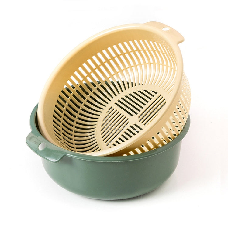 Double-Layer Hollow Fruit & Vegetable Drain Basket Household Plastic Vegetable Washing Basket
