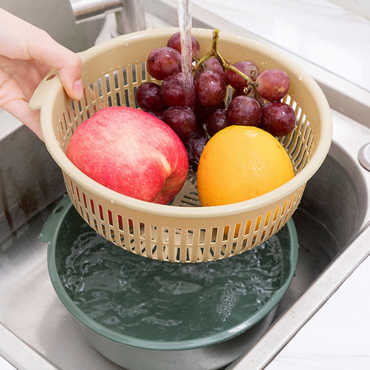 Double-Layer Hollow Fruit & Vegetable Drain Basket Household Plastic Vegetable Washing Basket