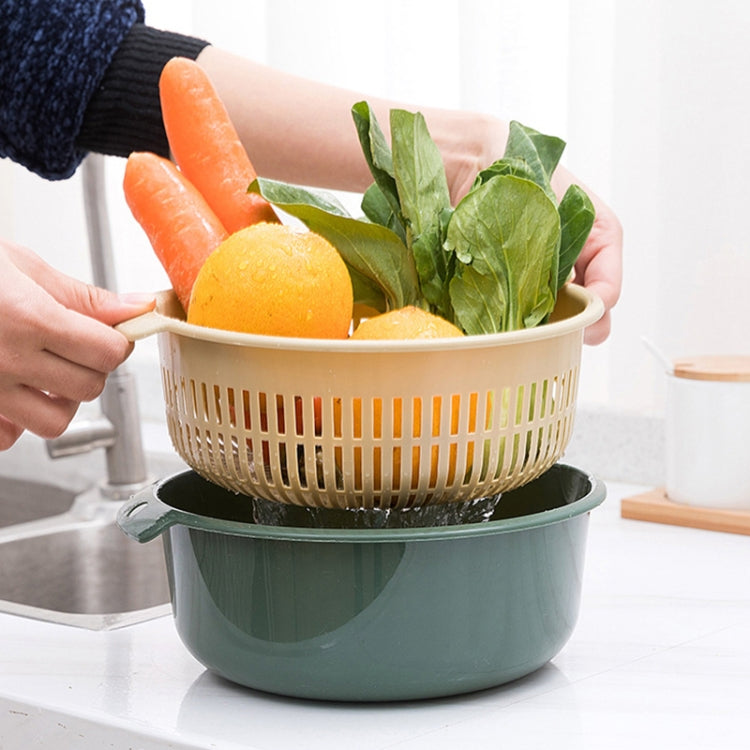 Double-Layer Hollow Fruit & Vegetable Drain Basket Household Plastic Vegetable Washing Basket
