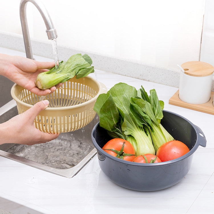 Double-Layer Hollow Fruit & Vegetable Drain Basket Household Plastic Vegetable Washing Basket