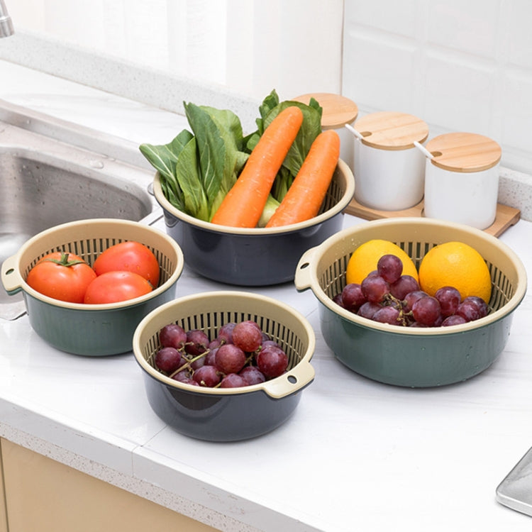 Double-Layer Hollow Fruit & Vegetable Drain Basket Household Plastic Vegetable Washing Basket