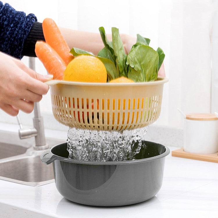 Double-Layer Hollow Fruit & Vegetable Drain Basket Household Plastic Vegetable Washing Basket