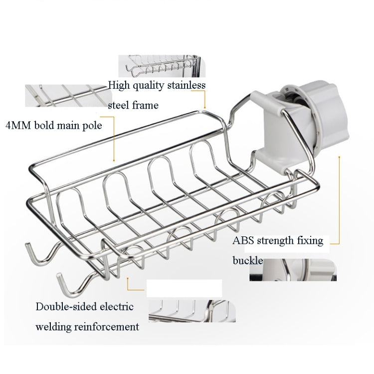 Faucet Rack Stainless Steel Perforated Free Kitchen Sink Storage Rack Rag Sponge Drain Rack
